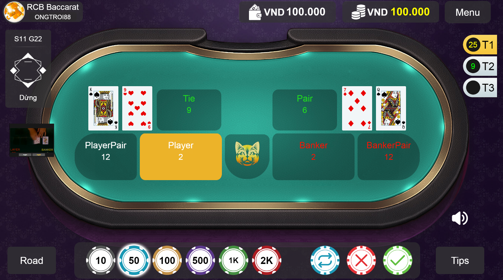 Cách chia bài trong baccarat tại onebox63