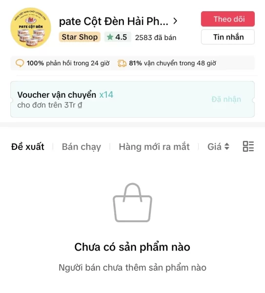 Đồ hộp Patê Bị xóa khỏi giỏ hàng online